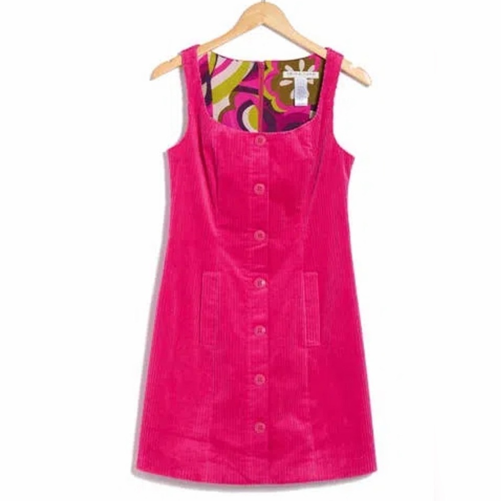 TRINA TURK Boroughs Corduroy Button Front Minidress In Trina Pink